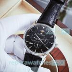 Jaeger Lecoultre Replica watch - Black Dial Black Leather Strap